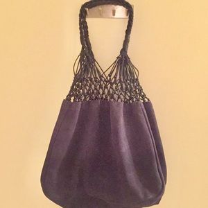Navy Blue suede hobo bag